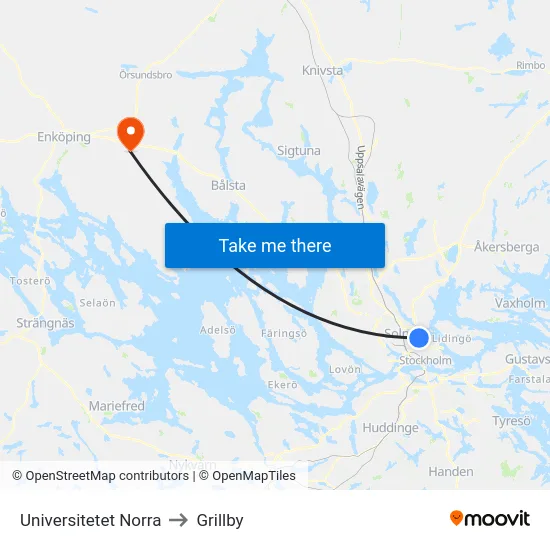 Universitetet Norra to Grillby map
