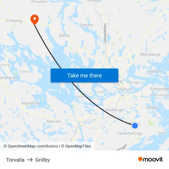 Torvalla to Grillby map