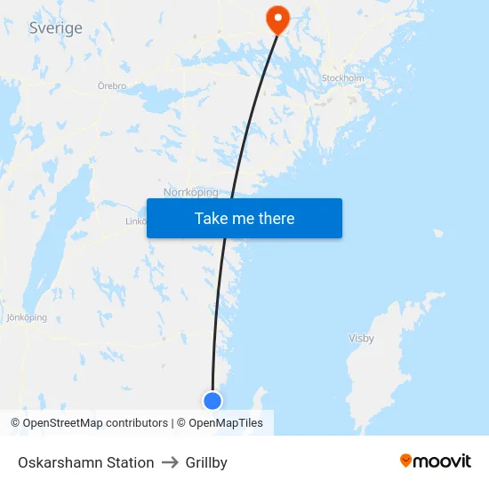Oskarshamn Station to Grillby map