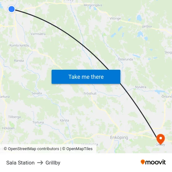 Sala Station to Grillby map