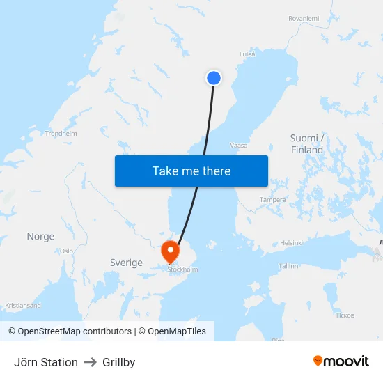 Jörn Station to Grillby map