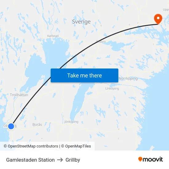 Gamlestaden Station to Grillby map