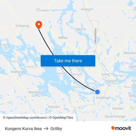Kungens Kurva Ikea to Grillby map