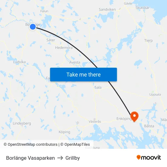 Borlänge Vasaparken to Grillby map