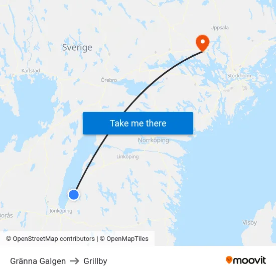 Gränna Galgen to Grillby map