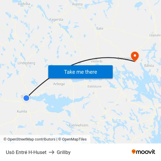 Usö Entré H-Huset to Grillby map