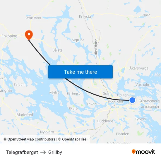 Telegrafberget to Grillby map