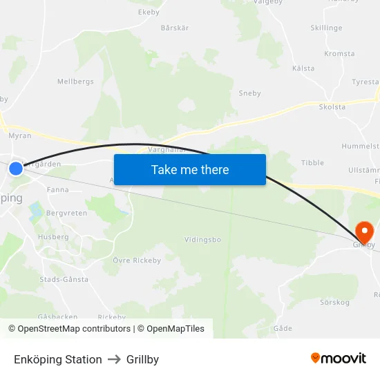 Enköping Station to Grillby map