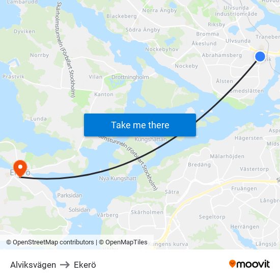 Alviksvägen to Ekerö map