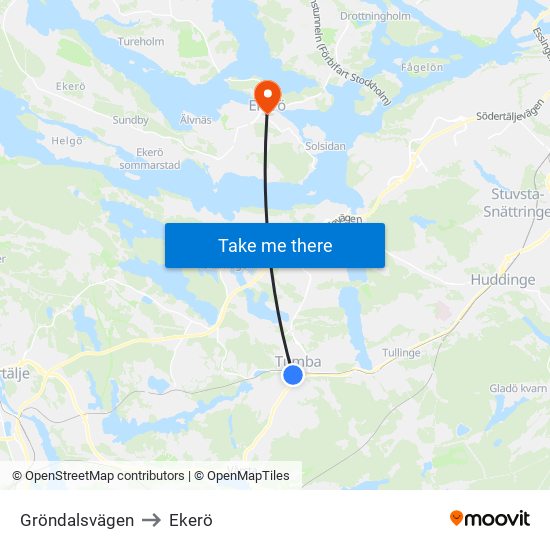 Gröndalsvägen to Ekerö map