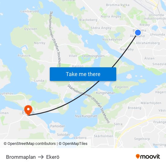 Brommaplan to Ekerö map
