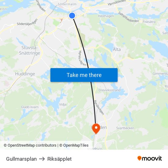 Gullmarsplan to Riksäpplet map