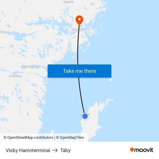 Visby Hamnterminal to Täby map