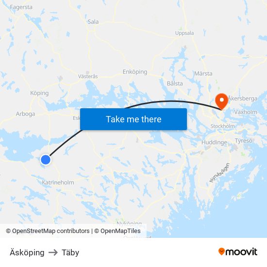 Äsköping to Täby map