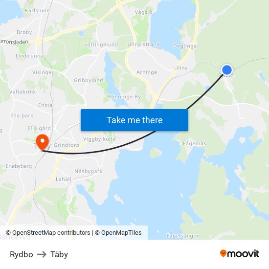 Rydbo to Täby map
