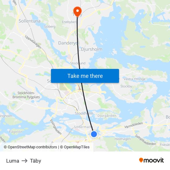 Luma to Täby map