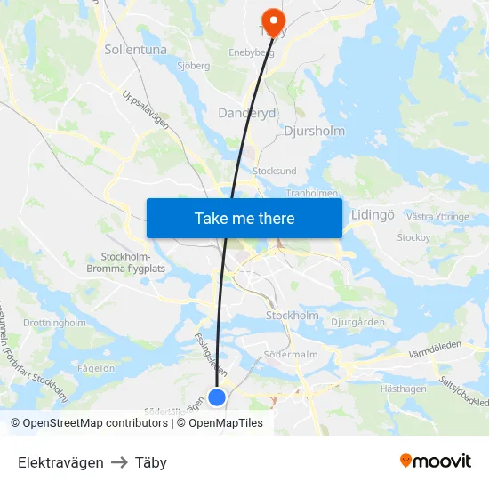 Elektravägen to Täby map