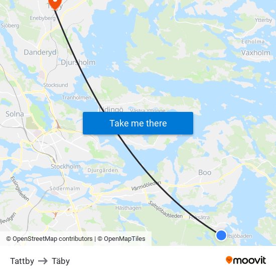 Tattby to Täby map