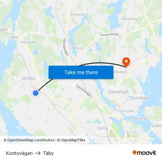 Kontovägen to Täby map