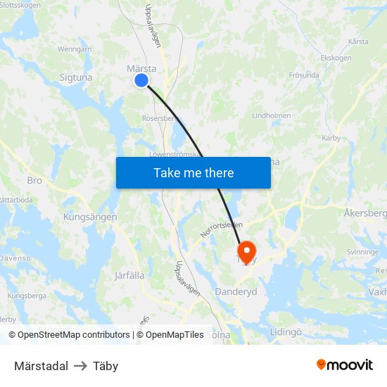 Märstadal to Täby map