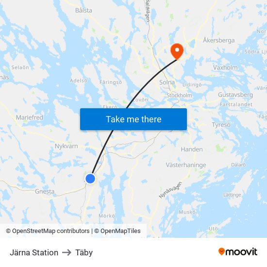 Järna Station to Täby map