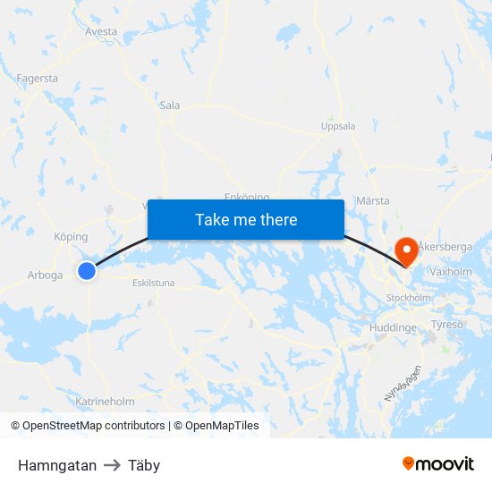 Hamngatan to Täby map