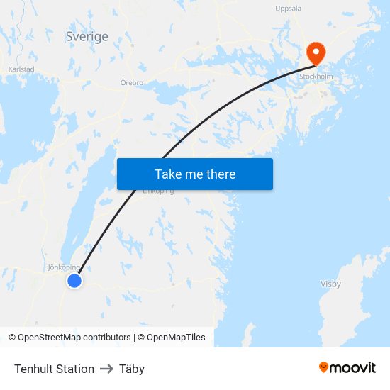 Tenhult Station to Täby map