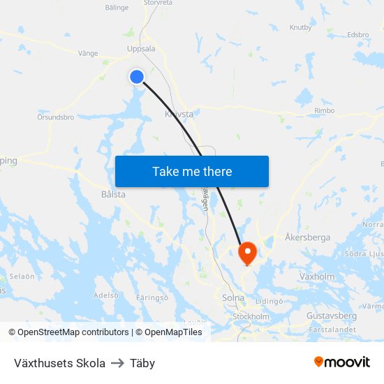 Växthusets Skola to Täby map