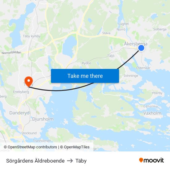 Sörgårdens Äldreboende to Täby map