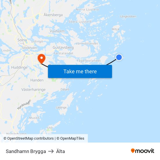 Sandhamn Brygga to Älta map