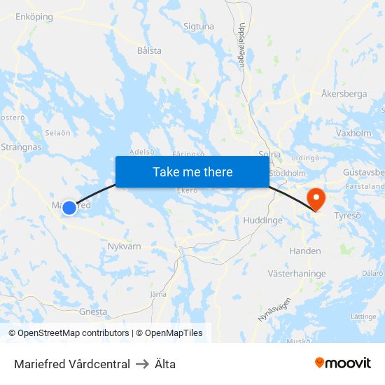 Mariefred Vårdcentral to Älta map