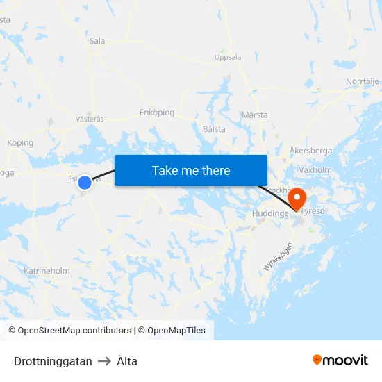 Drottninggatan to Älta map