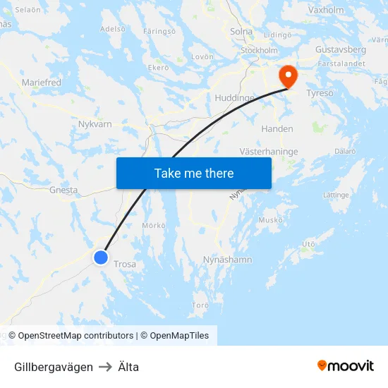 Gillbergavägen to Älta map