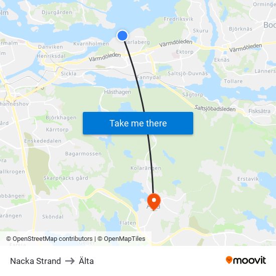 Nacka Strand to Älta map