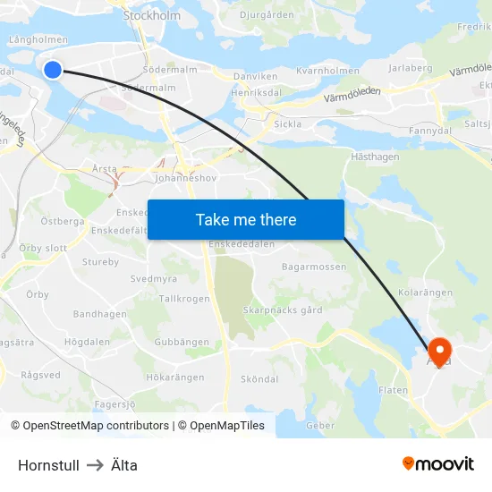 Hornstull to Älta map