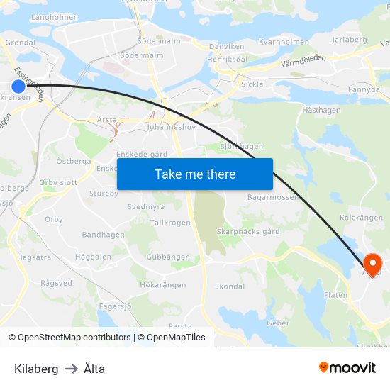 Kilaberg to Älta map