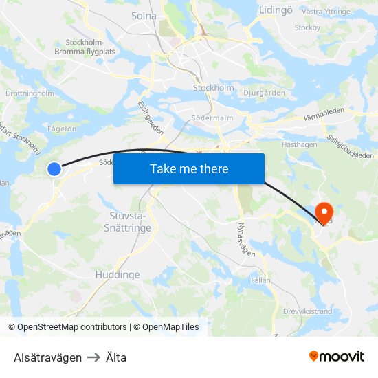 Alsätravägen to Älta map