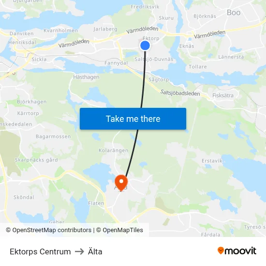 Ektorps Centrum to Älta map