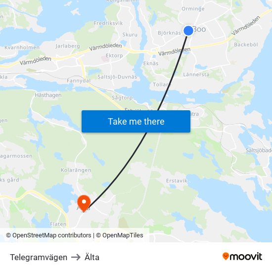 Telegramvägen to Älta map