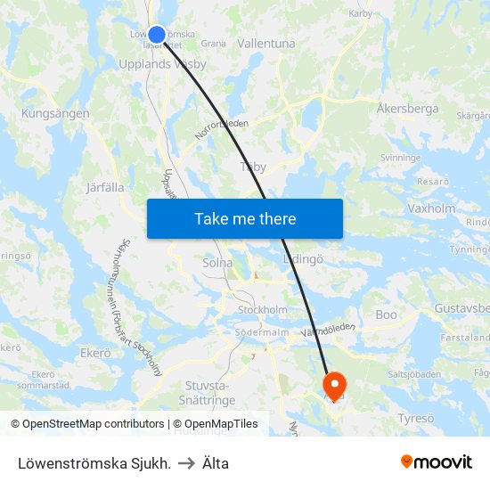 Löwenströmska Sjukh. to Älta map