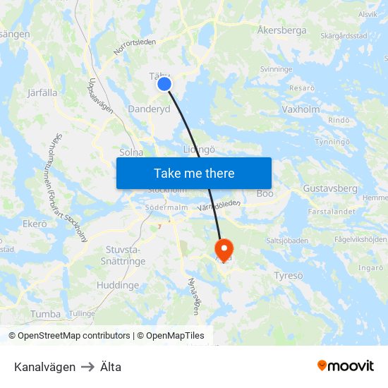 Kanalvägen to Älta map