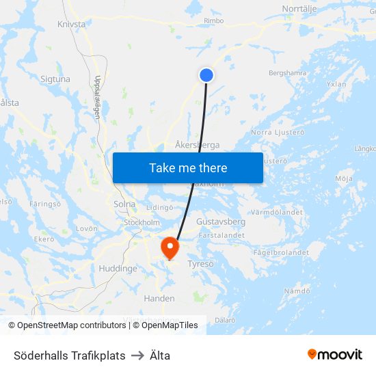 Söderhalls Trafikplats to Älta map