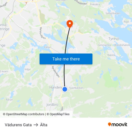 Vädurens Gata to Älta map