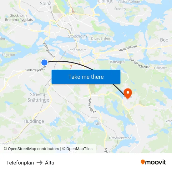 Telefonplan to Älta map
