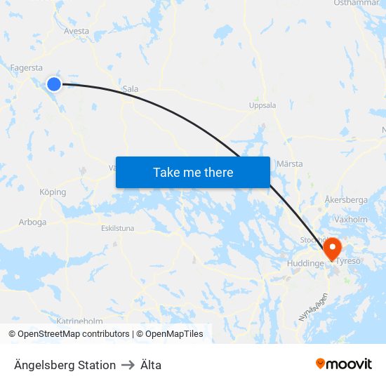 Ängelsberg Station to Älta map