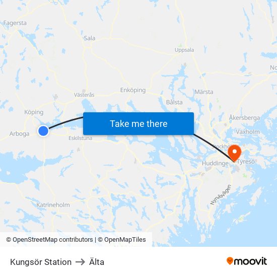 Kungsör Station to Älta map