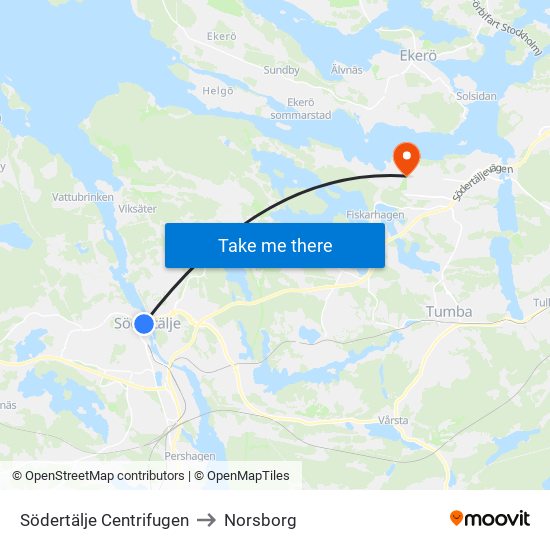 Södertälje Centrifugen to Norsborg map