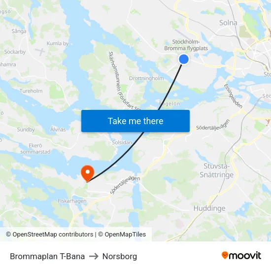 Brommaplan T-Bana to Norsborg map