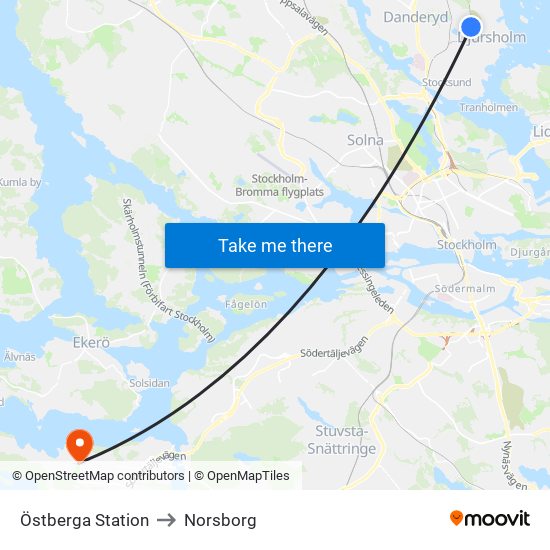 Östberga Station to Norsborg map