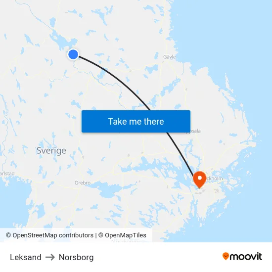 Leksand to Norsborg map